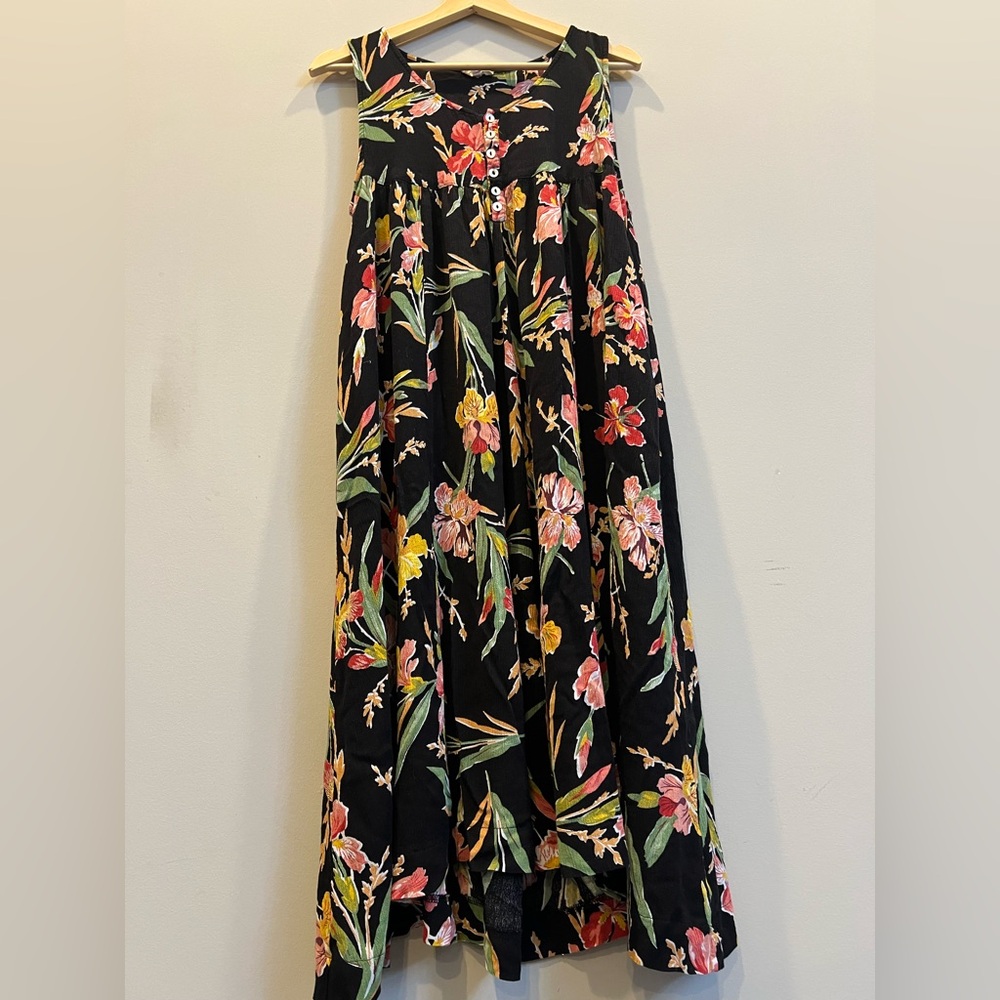Anthropologie Easel Boho Floral Print Ruffled Maxi sleeveless Long Dress Size M